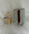 Honey small toiletry bag – White/green checkers