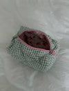 Honey small toiletry bag – White/green checkers