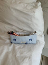 Honey small toiletry bag – White/light blue stripes with blue bows