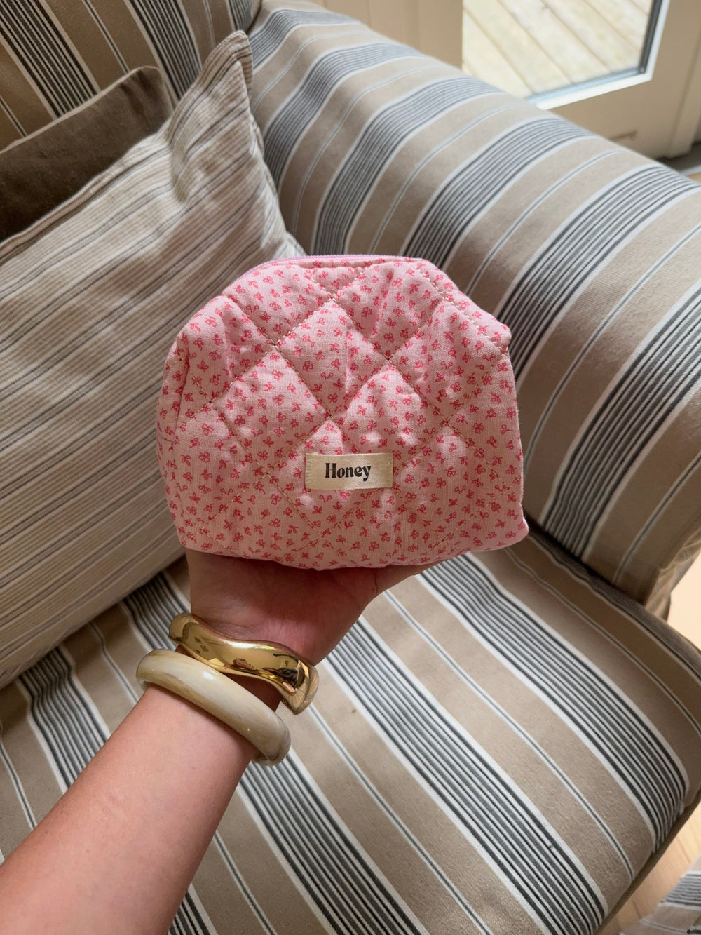 Honey small toiletry bag – Pink with small flowers