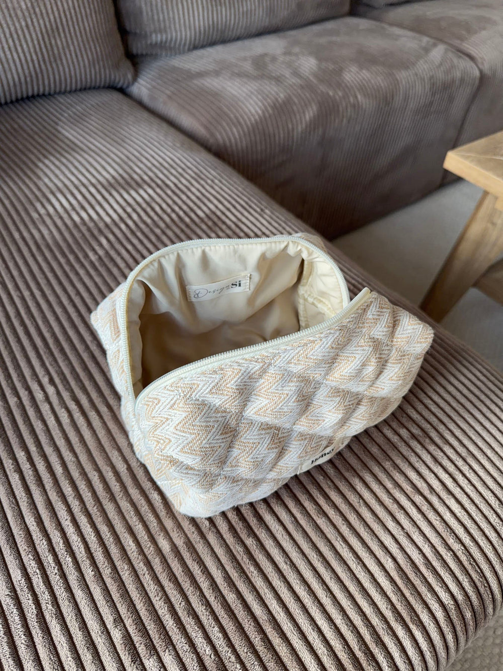 Honey large toiletry bag with pattern - Beige