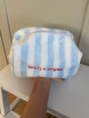 Honey small toiletry bag with stripes – White/blue