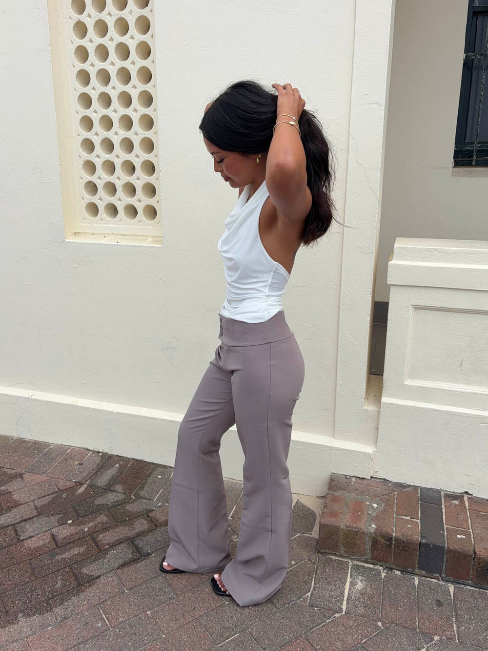 Adelita low waisted suit pants - Taupe