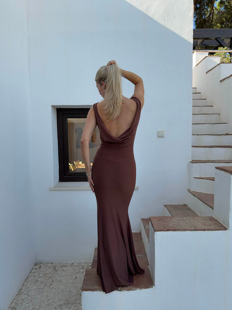 Flora maxi dress - Brown – Designbysi.se