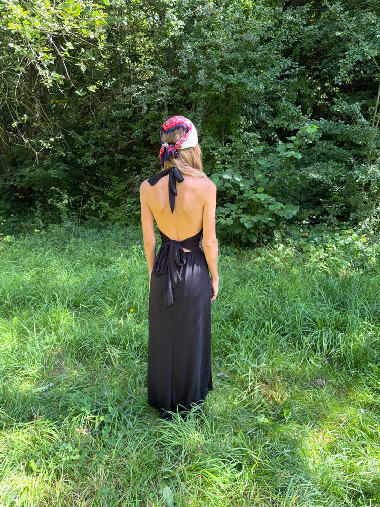 Clauda maxi dress with open back - Black