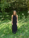 Skyla maxi dress with open back - Black