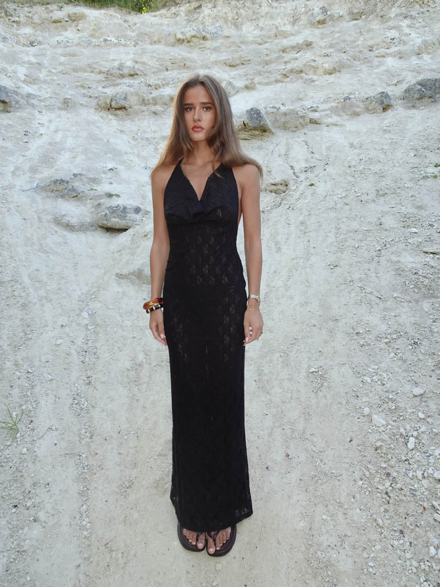 Sesia maxi dress with lace - Black