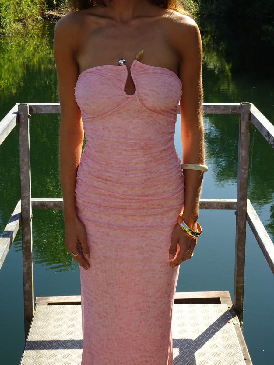 Darcy Maxi Dress with Pattern – Pink