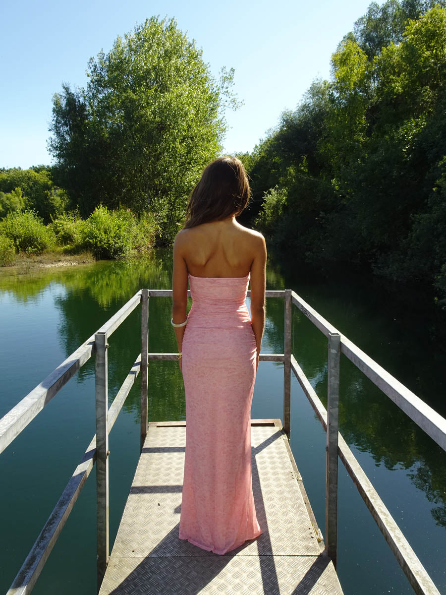 Darcy Maxi Dress with Pattern – Pink