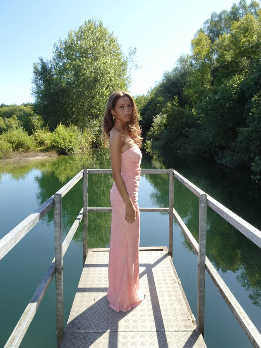 Darcy Maxi Dress with Pattern – Pink