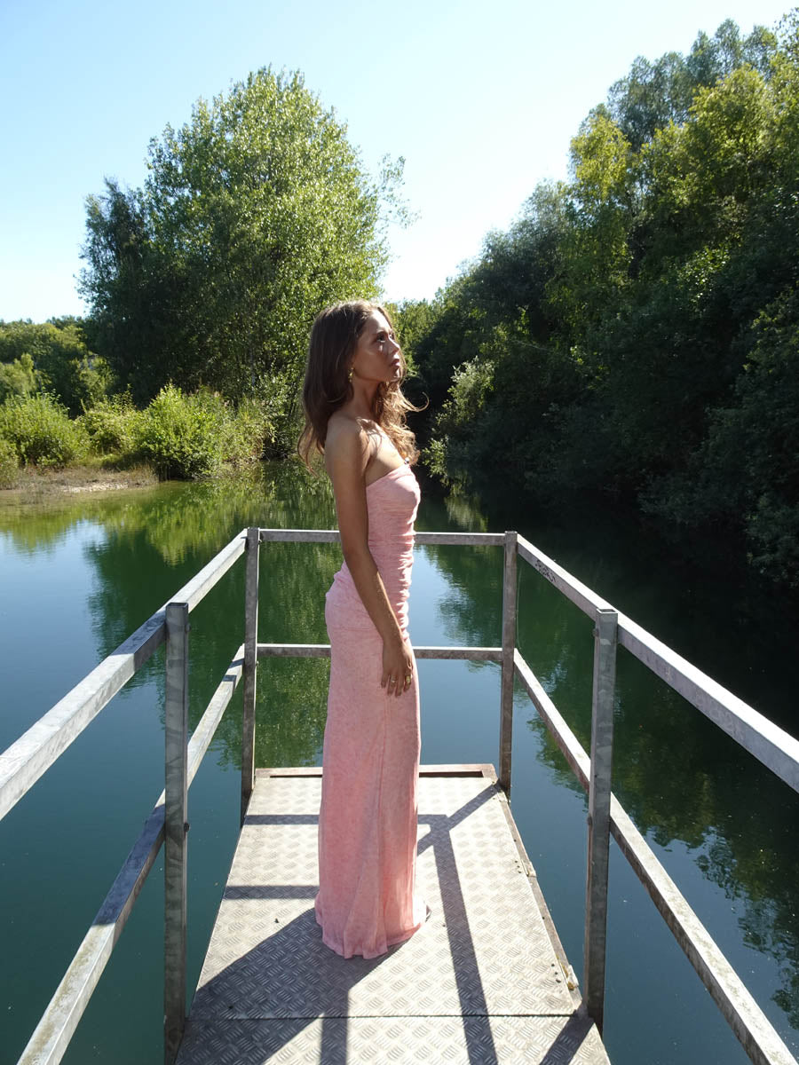 Darcy Maxi Dress with Pattern – Pink