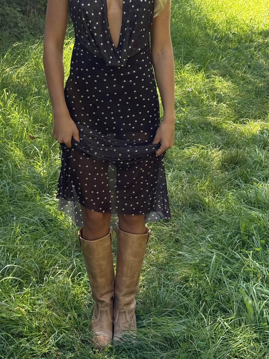 Lilli maxi dress with polka dots - Black