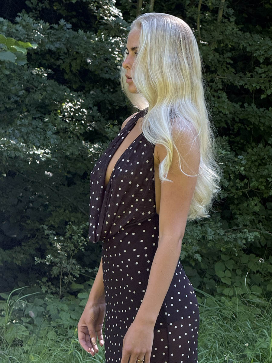 Lilli maxi dress with polka dots - Black