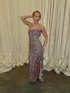 Ganny maxi dress with dots  - Brown/beige