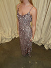 Ganny maxi dress with dots  - Brown/beige