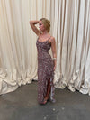 Ganny maxi dress with dots  - Brown/beige