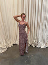 Ganny maxi dress with dots  - Brown/beige