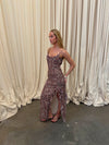 Ganny maxi dress with dots  - Brown/beige