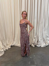 Ganny maxi dress with dots  - Brown/beige