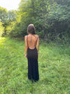 Glora maxi dress with open back – Black