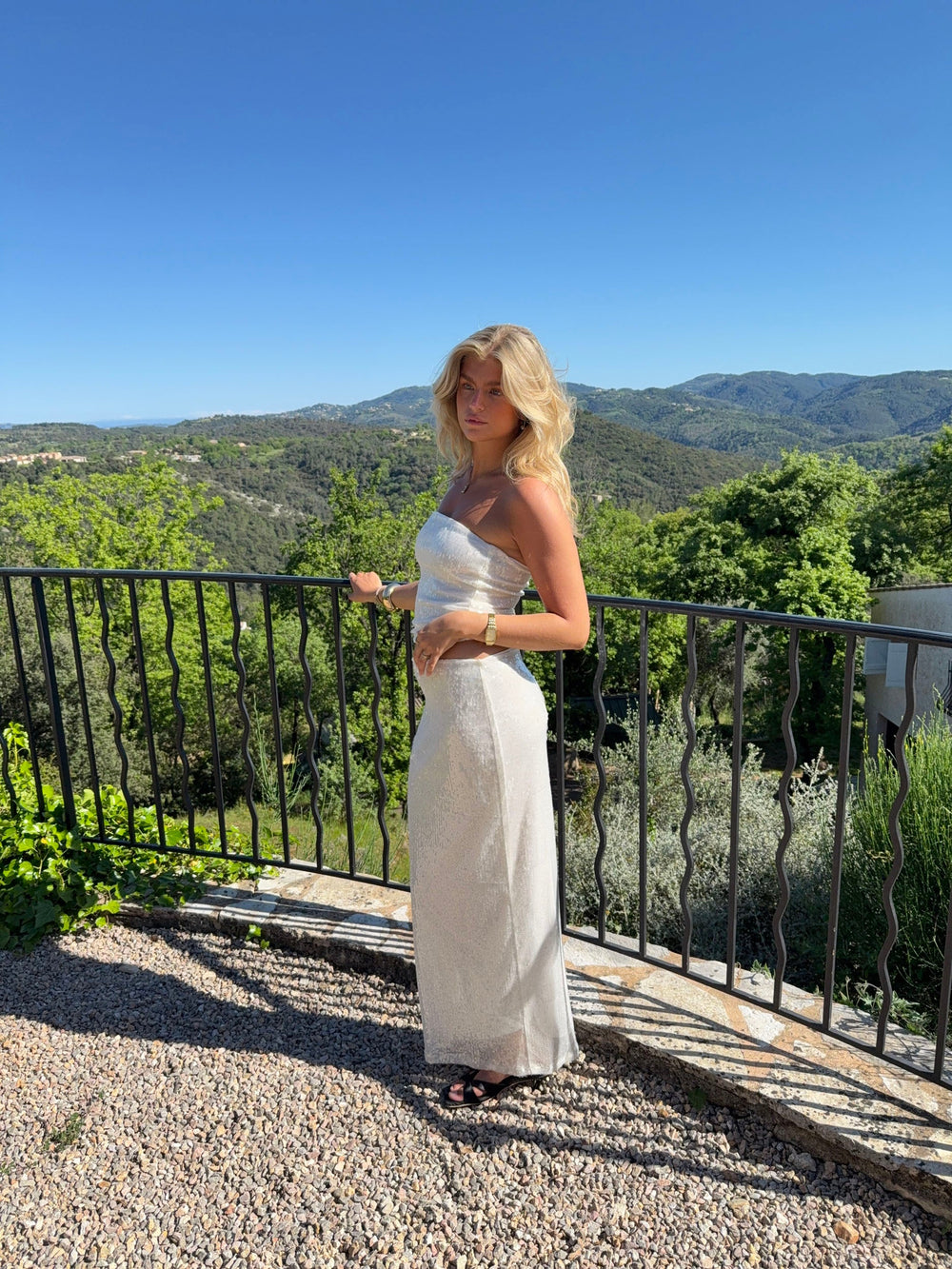 Emna maxi skirt with sequins – White