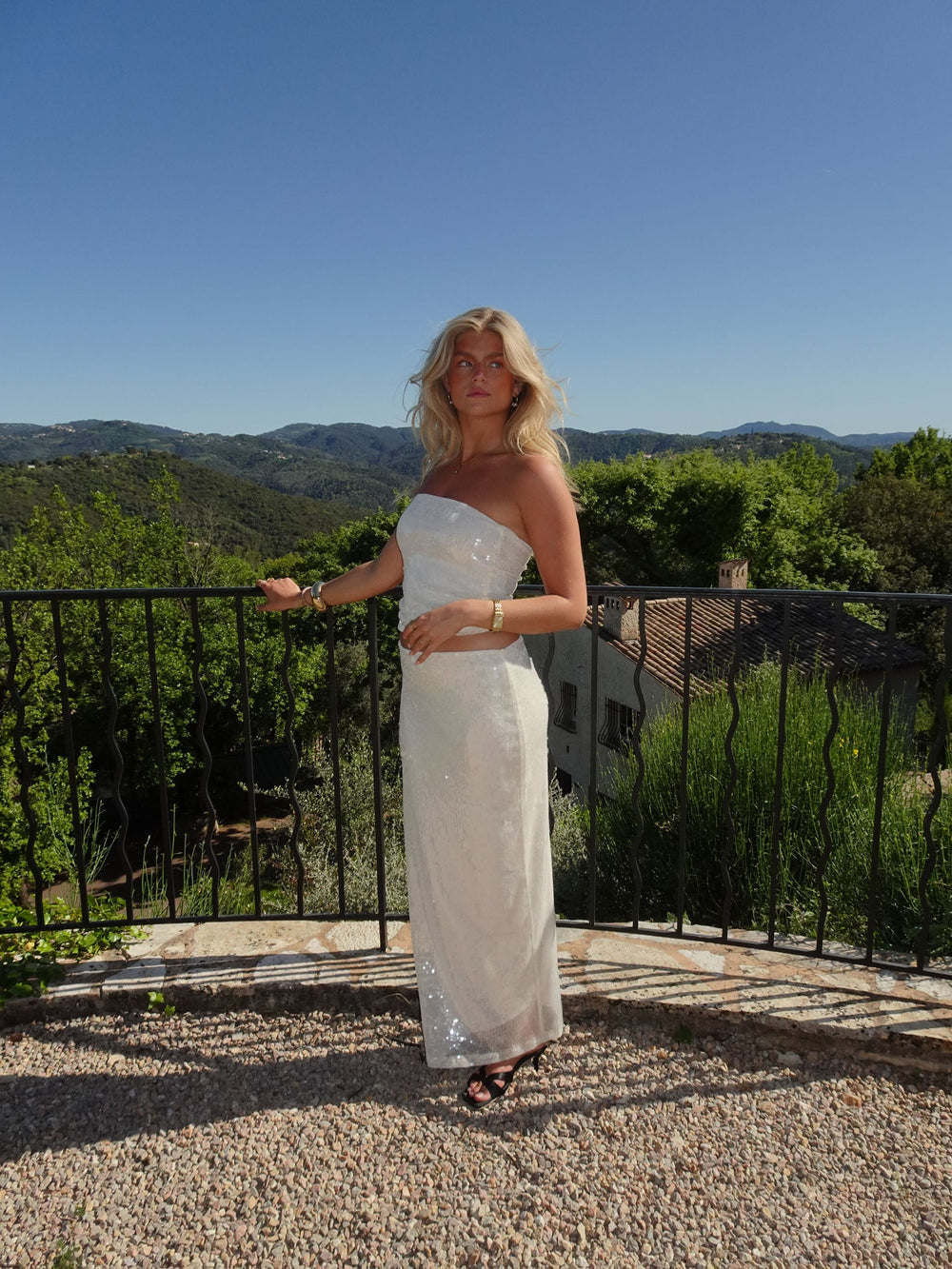 Emna maxi skirt with sequins – White