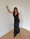 Miana maxi satin dress - Black