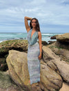 Columbine maxi dress - Light blue with print