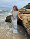 Columbine maxi dress - Light blue with print