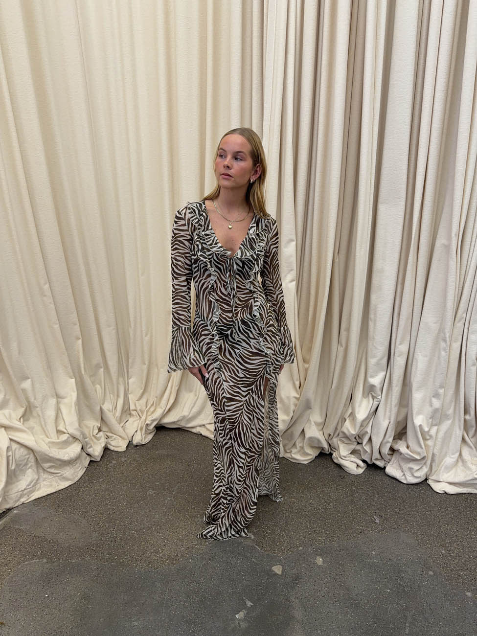 Amy dress with zebra print - Black/white