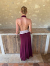 Skyla maxidress with open back - Bordeaux/pink