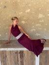 Skyla maxidress with open back - Bordeaux/pink