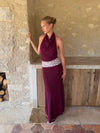 Skyla maxidress with open back - Bordeaux/pink