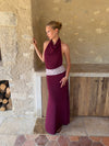 Skyla maxidress with open back - Bordeaux/pink