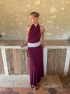 Skyla maxidress with open back - Bordeaux/pink