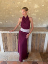 Skyla maxidress with open back - Bordeaux/pink