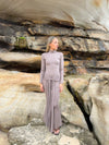 Silia maxi dress with ties - Taupe
