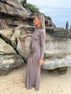 Silia maxi dress with ties - Taupe