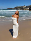 Bludina maxi dress with lace - White