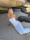 Bludina maxi dress with lace - White
