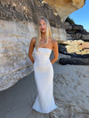 Bludina maxi dress with lace - White