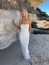 Bludina maxi dress with lace - White