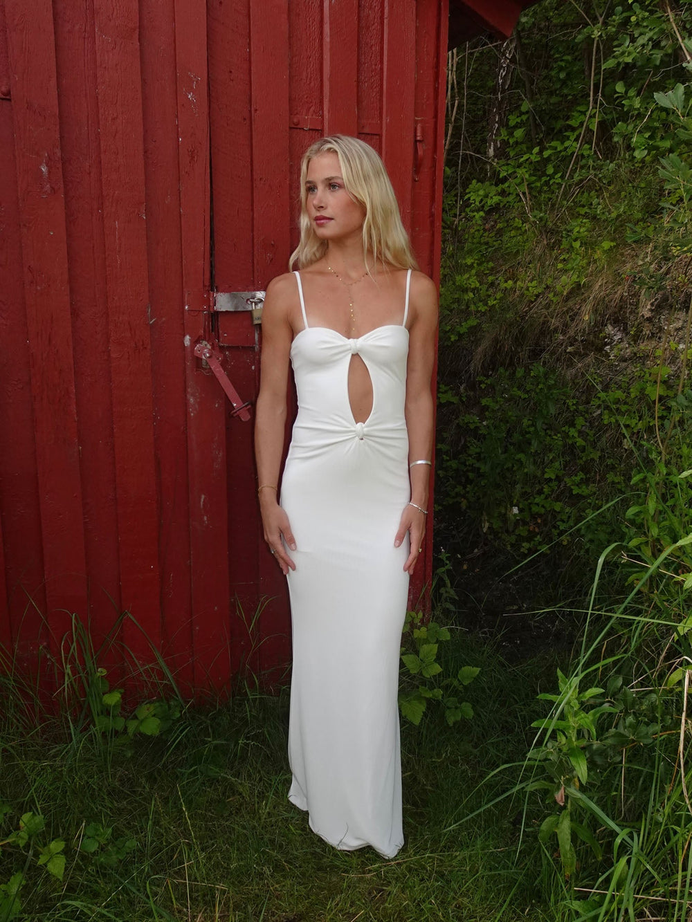 Prisa maxi dress with cut-out detail – White