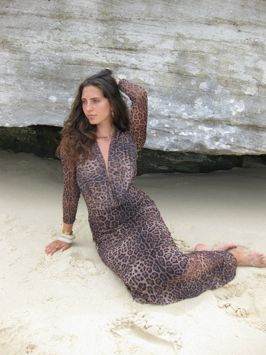 Colua dress in leopard print - Brown