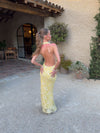 Eudora maxi dress with sequin flowers – Light yellow