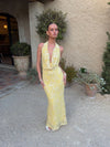 Eudora maxi dress with sequin flowers – Light yellow