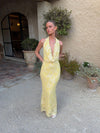 Eudora maxi dress with sequin flowers – Light yellow