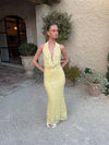 Eudora maxi dress with sequin flowers – Light yellow