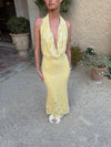 Eudora maxi dress with sequin flowers – Light yellow