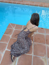 Ganny maxi dress with dots  - Brown/beige
